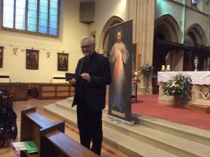 Father Andrew Gowkielewicz, the Marion Priest with a very outgoing personality and good sense of humour, giving his 2nd talk. Behind him, the very original Image of The Divine Mercy