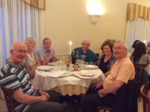 First night in Rome, Parishioners dining in the hotel