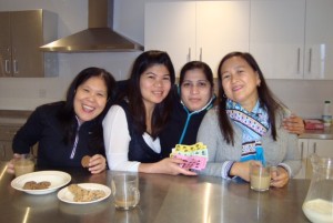 Our coffee morning volunteers - left to right: Vangie Bisnar, Me-Ann Tapleras, Sonia Marin and Rowena Ledesma