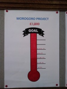 Thermometer showing complete goal of £3000